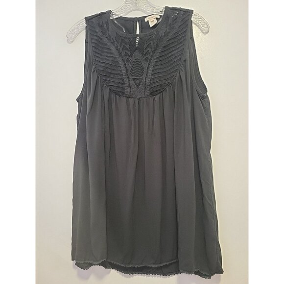 Sundance Lace Crochet Sleeveless Blouse Black Large Boho - Picture 1 of 8